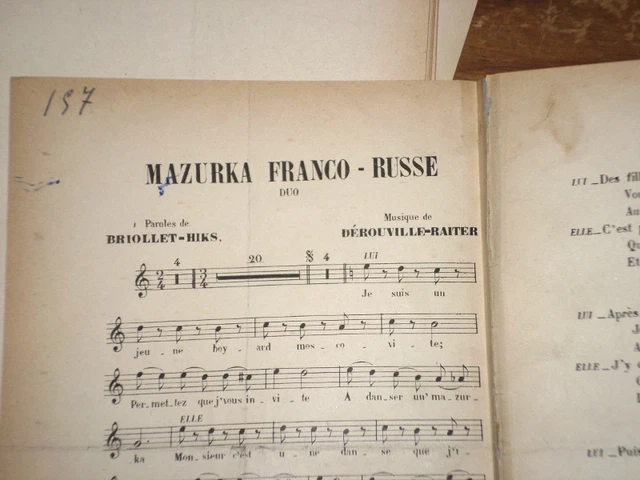 mazurka franco-russe duo partition chant 1900 Dérouville-Raiter
