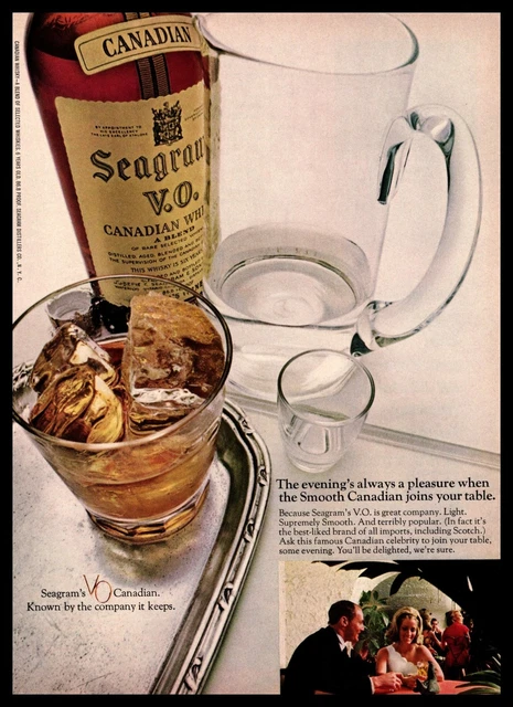 1969 Seagram's V.O. Whisky "A Smooth Canadian Joins Your Table" Vintage Print Ad