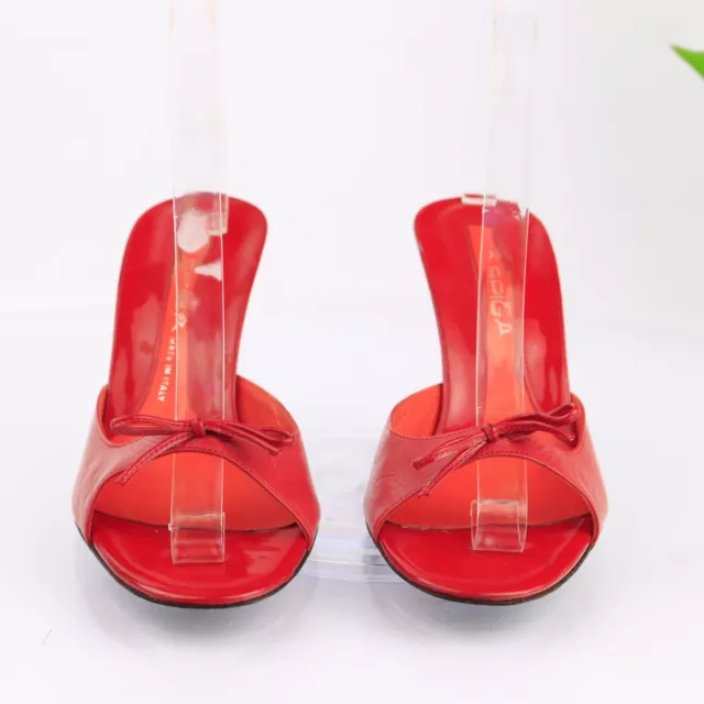 Via Spiga Italy Sandal Women's Size 8 High Heel Mule Red Leather Retro Elegant 3