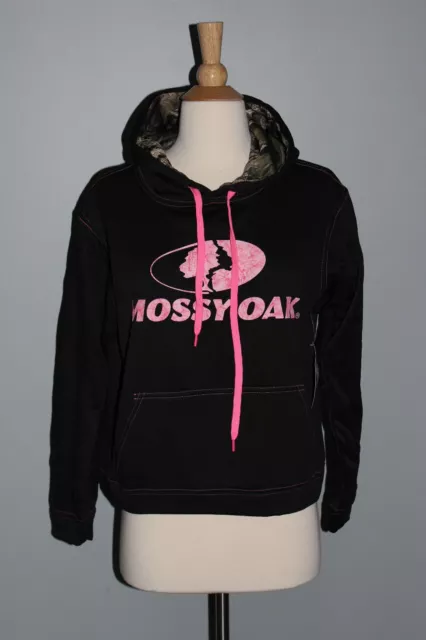 NEW Women's MOSSY OAK Black Pink Camo Cropped Hoodie S M L XL Hooded Sweatshirt