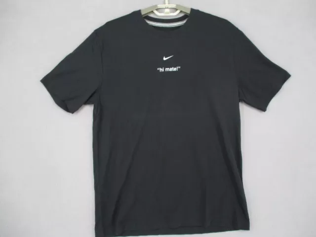 Nike Shirt Womens Large Black White Hi Mate Logo Basic Short Sleeve Running Gym