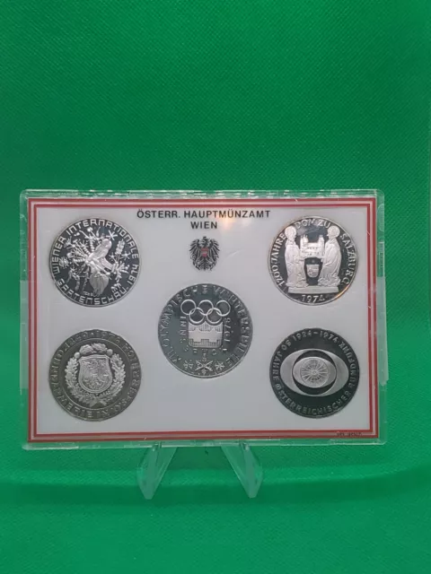 Austria: Proof Silver  Set 4x 50 Shilling, 1x 100 Schilling , 1974/1976 - 2.8 oz