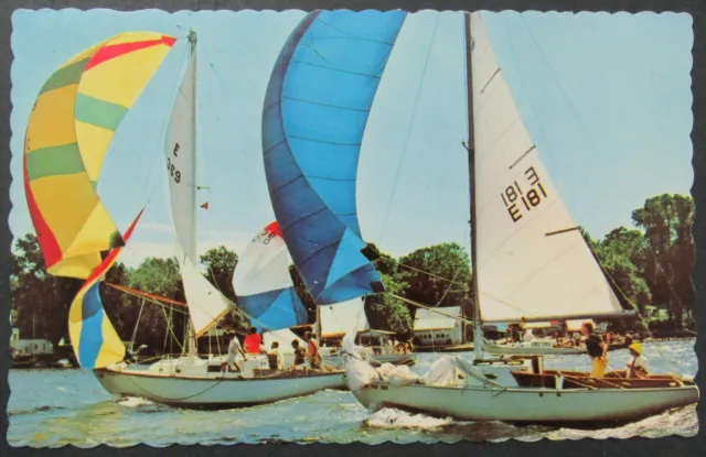 Sailboats Lake Macatawa Holland Michigan Vintage Postcard Unposted