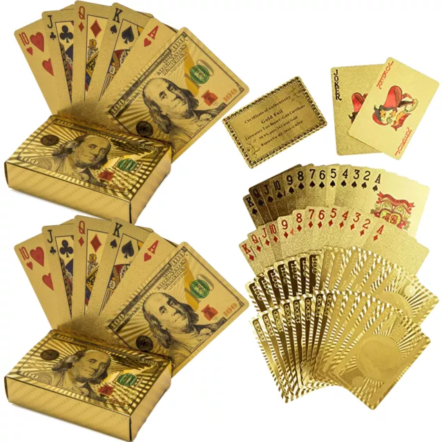 2 JEUX DE Luxe 24K Feuille D'Or Poker Cartes à Jouer Imperméable Plastique  Gift EUR 19,72 - PicClick FR