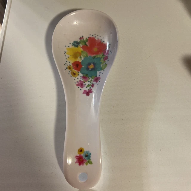 Cuchara de melamina patrón floral de 9,25 pulgadas de largo