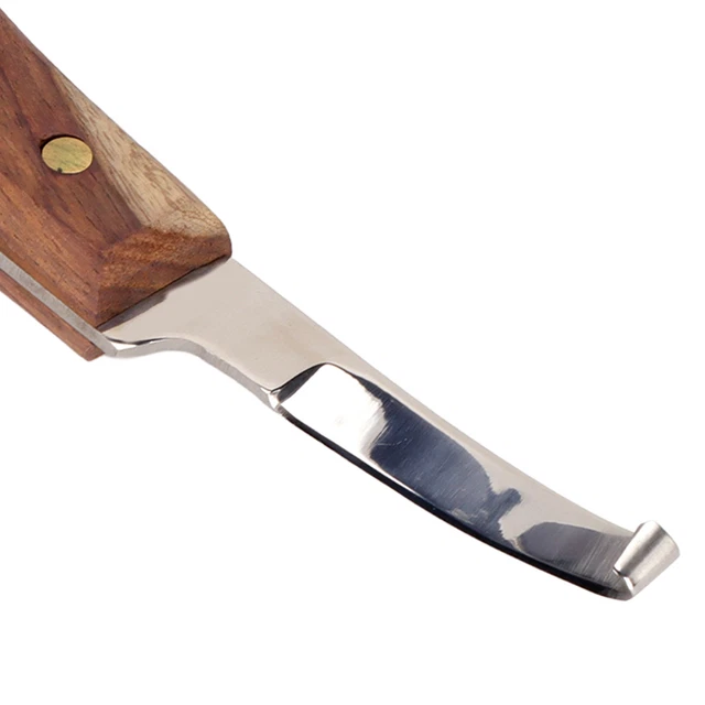(Left Hand)Steel Hoof Knife W/Wooden Handle Pointed Cattle Livestock Hand AU LT