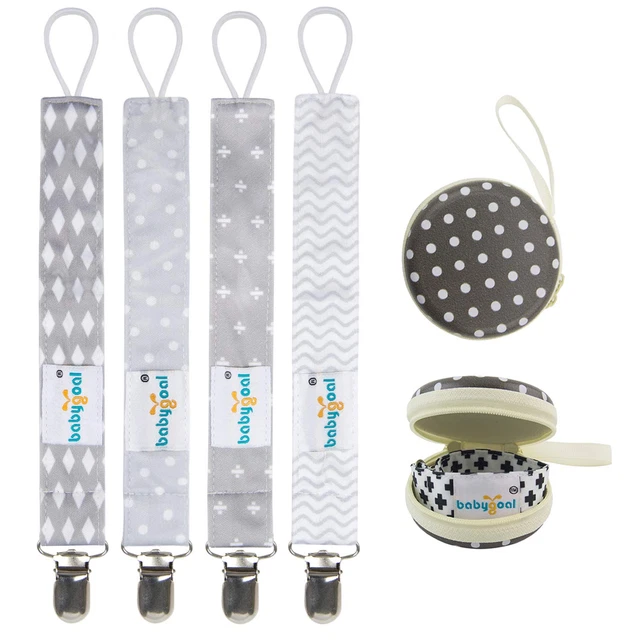 Baby Pacifier Clips with Pacifier Case, 4 Pack Pacifer Holder for Girl