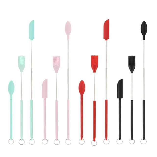 Cuillère de cuisine avec mini spatule télescopique en silicone design moderne