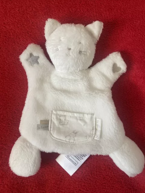 🇫🇷Doudou Marionnette Chat Blanc Étoile Cœur Gris Poche Je T’aime SERGENT MAJOR