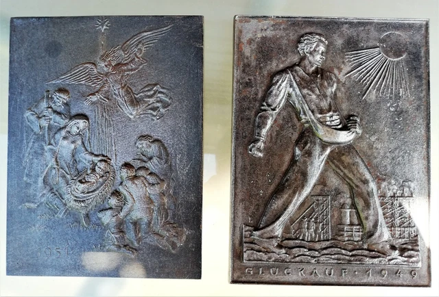 Zwei alten Eisenguss Platten 1949 und 1951 Kunstguss Eisen Buderus massiv