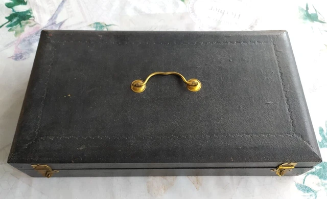 Coffret XIXe , écrin à ménagère vide, couverts, en bois recouvert en noir