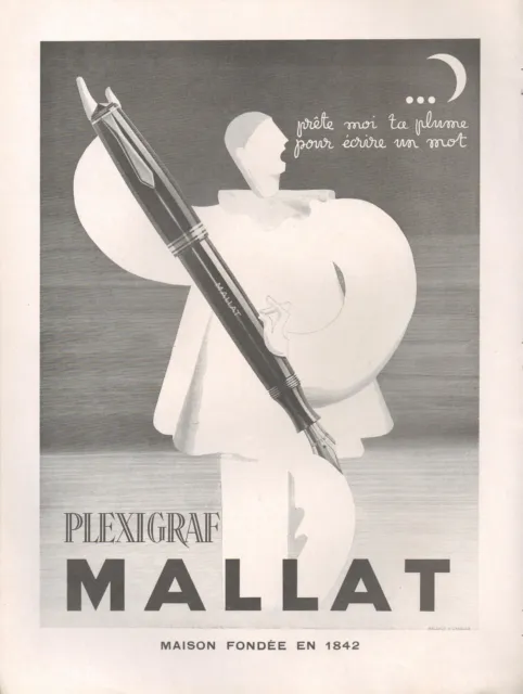 ▬► Publicite Advertising Ad Plexigraf Mallat Stylo Plume 1948