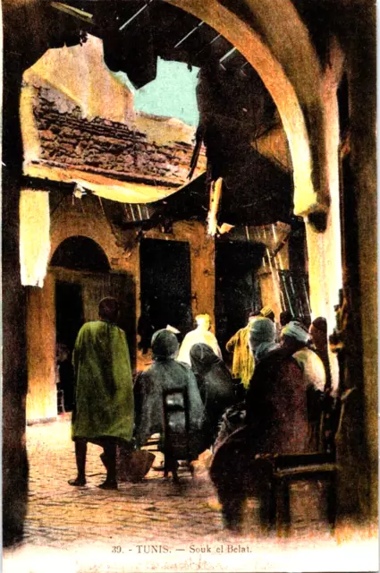Souk el Belat Medina of Tunis Tunisia 1910s Postcard Medicinal Herbs Unused