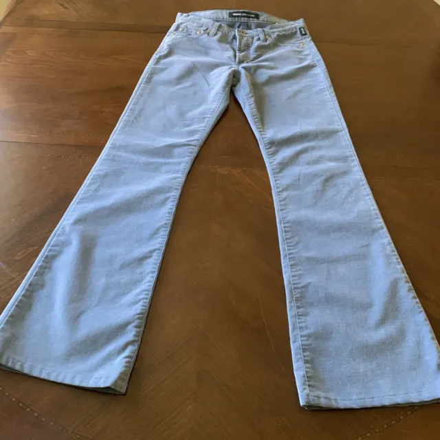 Versace Jeans Couture Women Size 26 Made in Italy Light Blue Flare Corduroy