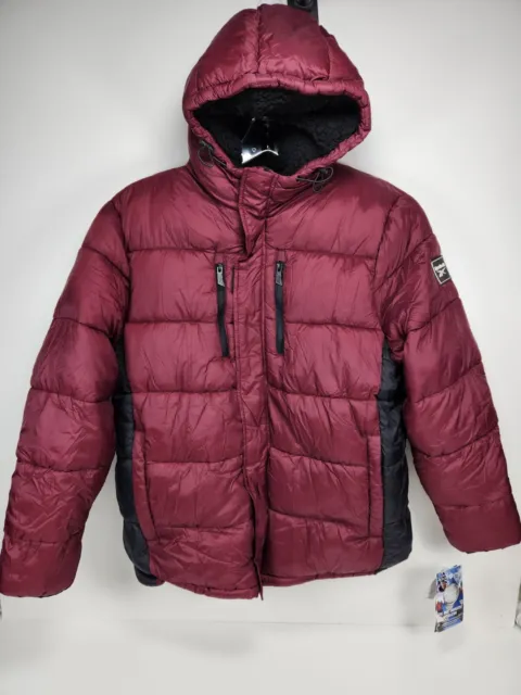 Reebok Glacier Shield Womens XL Faux Fur Hooded Jacket Maroon Style OMRB1177