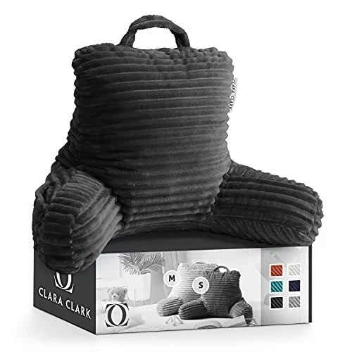 Clara Clark Cut Plush Striped Reading Pillow for Kids & Teens, Medium Back Pi...