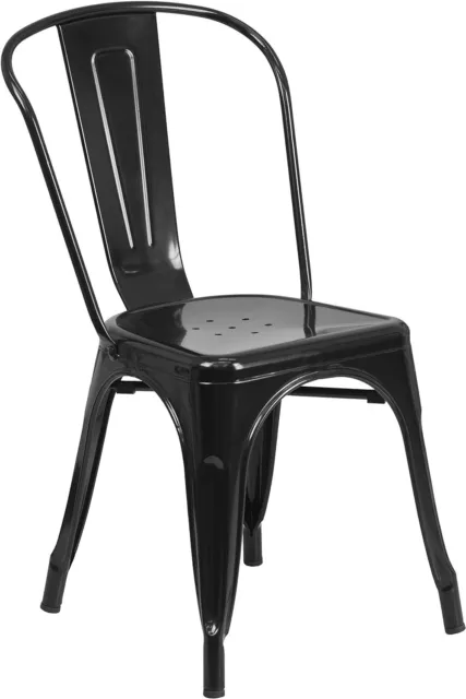 Flash Furniture Perry Commercial Grade Black Metal Stackable Chair Set of 1