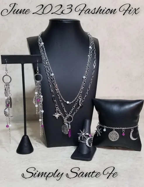 Paparazzi jewelry Simply Santa Fe June Fashion Fix Set - Star Moon Purple Stone