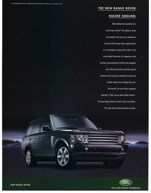 2003 Land Rover Range Rover. Higher Ground Vintage Magazine Print Ad/Poster