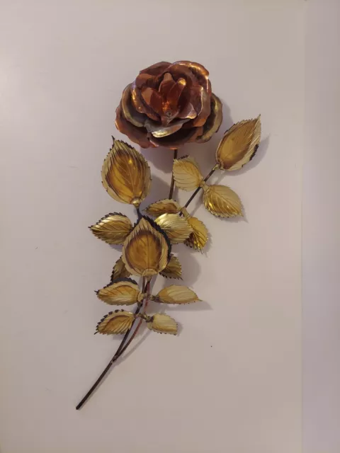 Brass And Copper Metal Rose Wall Decor