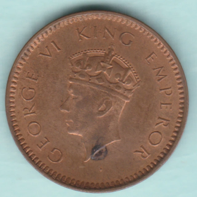 British India 1940 King George Vi 1/2 Pice Unc Copper Coin