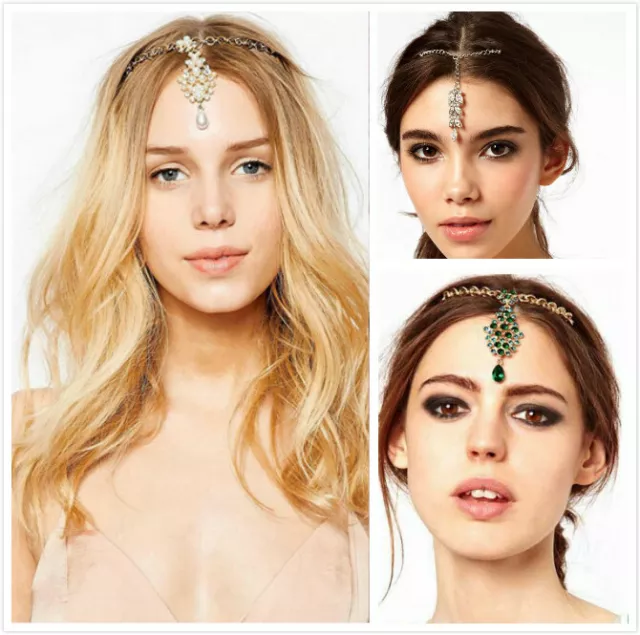 Rhinestone Crystal Headpiece Jewellery Head Chain Hairband Headdress Hair Clip