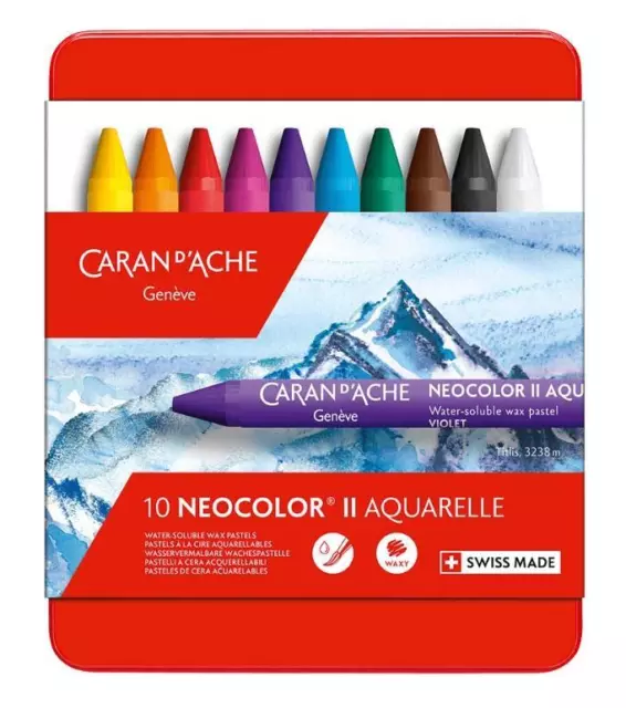 Caran d'Ache Neocolor II Aquarelle Water-Soluble Wax Pastel Set of 10