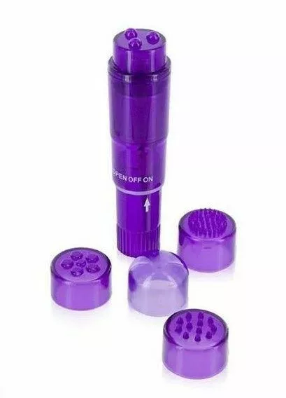 Vibromasseur clitoris tête interchangeable, 4 embouts (violet)