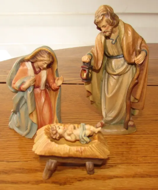 Vintage Ulrich Bernardi Anri Carved 6” Nativity Holy Family Joseph Mary Baby Jes