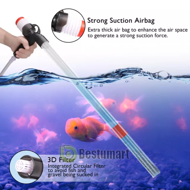 Electric Aquarium Fish Tank Siphon Pump Vacuum Gravel Water Filter Cleaner Pipe
