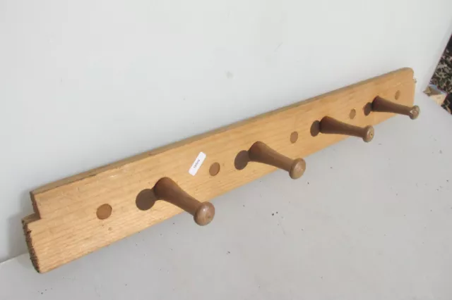 Vintage Wooden Coat Rack Hat Hangers Hooks Old Rustic Retro Wood 25"W