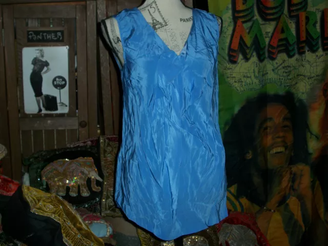 HANU Y. Lovely Baby Blue Silk Blouse Size 44