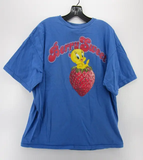 VINTAGE Looney Tunes Shirt Men XL Blue Tweety Bird Berry Sweet Y2K Unisex Toons