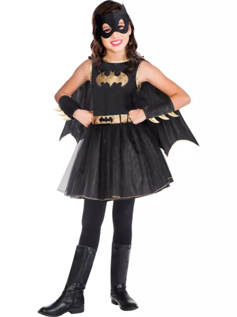 Childs Batgirl Fancy Dress Classic Costume DC Comic Superhero Kids Girls