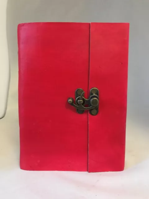 XL Handmade Large Leather Journal RED Clasp lock  Diary Fair Trade Embossed