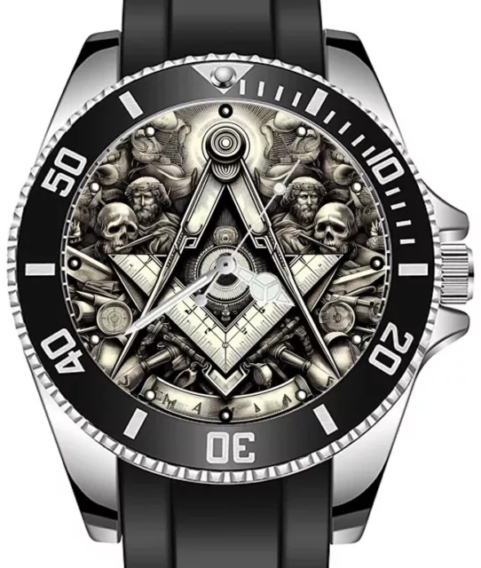 Masonic Square & Compass Art Freemasonry Sporty Unique Stylish Wrist Watch