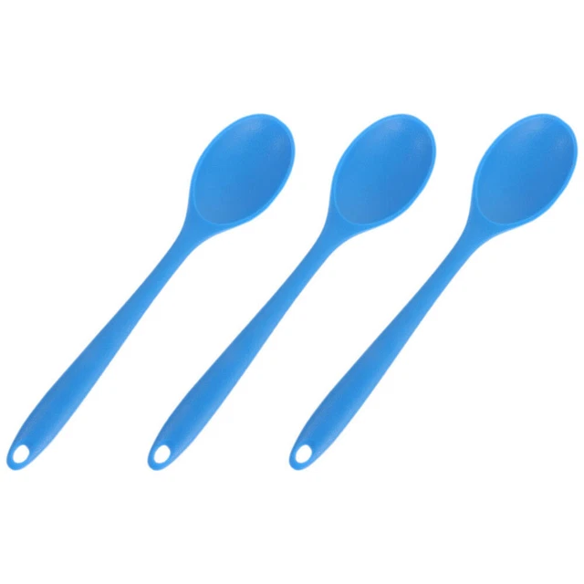 3 piezas Cuchara de silicona gel de sílice Cuchara para hornear Cuchara Silicona Herramientas de cocina Azul