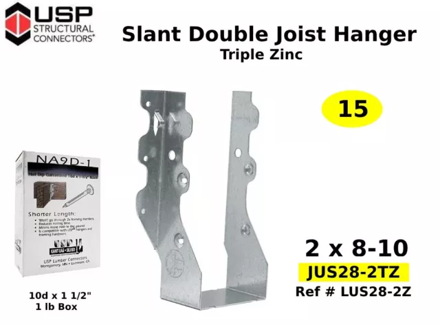 2 x 8 –10 Joist Hanger Double JUS28-2TZ  USP Structural Connector ( QTY 15 )