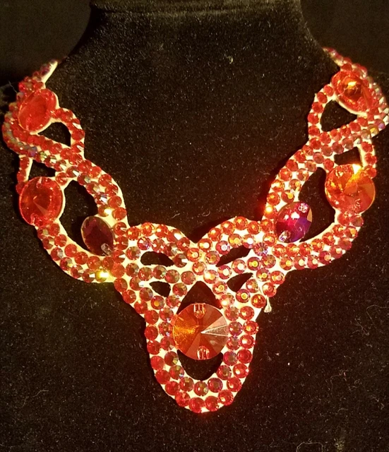 Ballroom Dance Jewelry Stunning Necklace Hyacinth Fuchsia AB