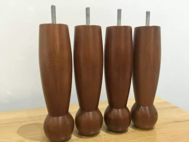 4x 8 inch Light Wooden Furniture Feet Legs For Sofa, Chairs, Stool Table