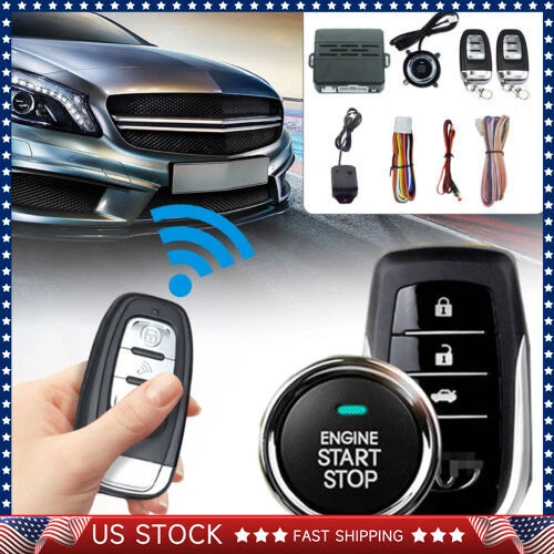 Car Keyless Entry System Engine Start Ignition Security Alarm W/ 2 Remote KitsMl