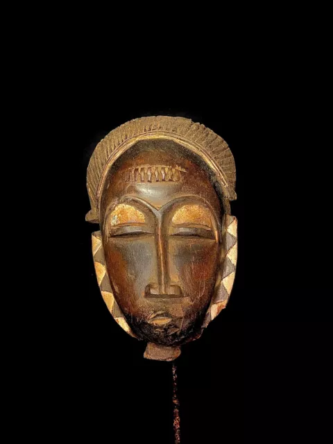 Baule African mask antiques tribal art mask  vintage Wood Carved Vintage -4440