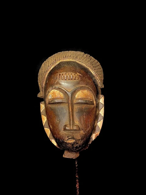 Baule African mask antiques tribal art mask  vintage Wood Carved Vintage -4440