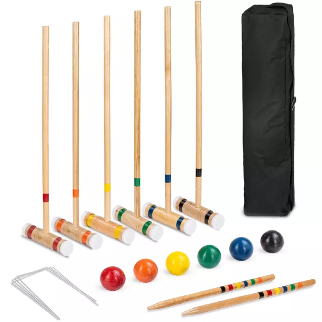 Best Choice Products 6-Player 32in Wood Croquet Set w/ 6 Mallets 6 Balls Wickets