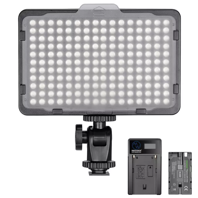 Neewer Dimmable 176 LED Video Light 5600K on Camera Light Panel with Battery