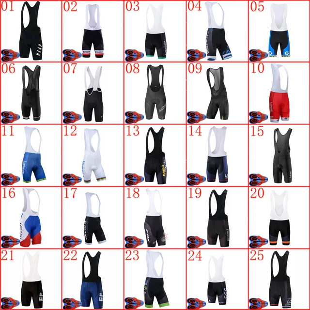 Mens Team Cycling Bib Shorts Summer Bike Gel Padded Shorts Racing Bicycle Bottom
