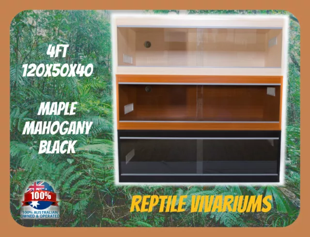 REPTILE WOOD VIVARIUM - 120x50x40 4FT Tempered Glass Snake Lizard Sliding