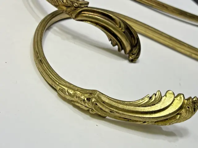 Pair Antique French Ormolu Gilt Brass Bronze Chateau Curtain Drapes Tie Backs 2