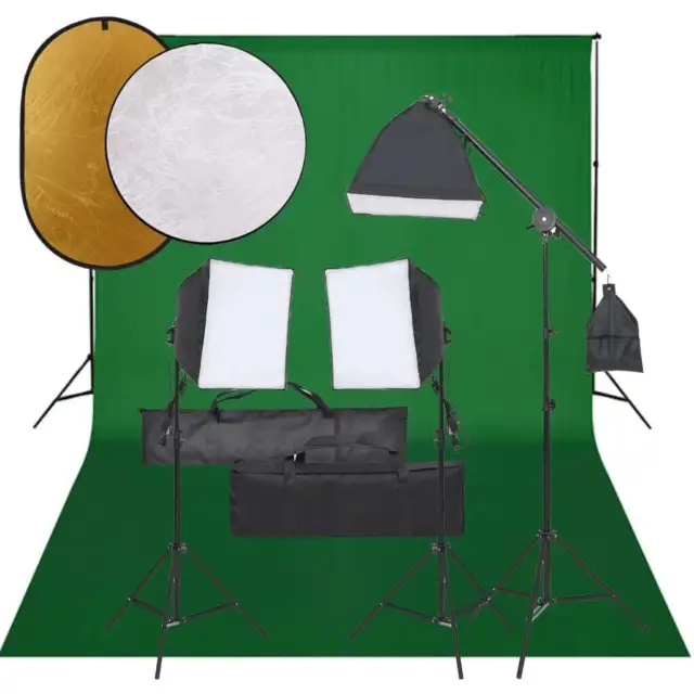 Kit per Studio Fotografico con Set Luci, Fondale e Riflettore