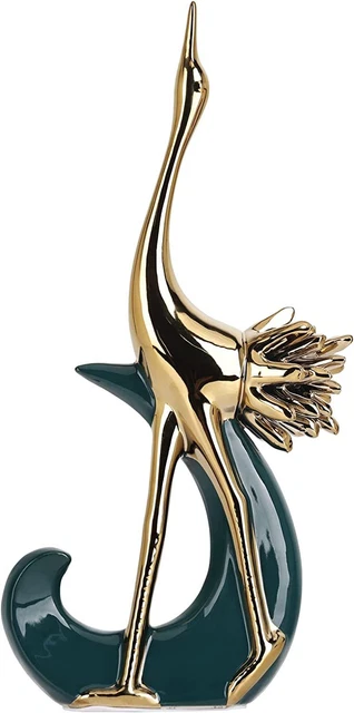 Flamingo Statue and Sculpture, Golden Teal Bird Gold Home Decor L